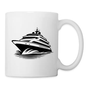 Yacht de croisière avec pleine vague devant - Mug blanc - blanc - Droite