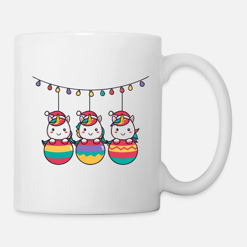 Noël des Trois Licornes Arc-en-ciel - Mug blanc - blanc
