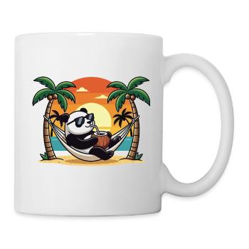 Vacances d’été du panda drôle sur le hamac de la plage - Mug blanc - blanc - Droite