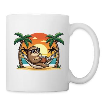 Drôle de paresseux sur le hamac de plage pendant les vacances d’été - Mug blanc - blanc - Droite