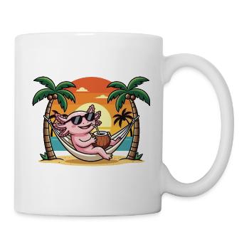 Drôle d’axolotl sur le hamac de plage pendant les vacances d’été - Mug blanc - blanc - Droite