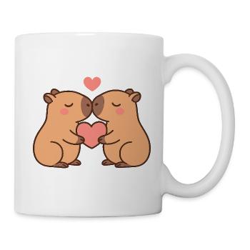 Kissing Capybaras with Heart – Valentine's Motif - Mug - white - Right