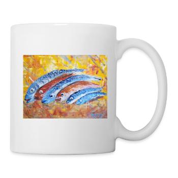 Happy Fische - Tasse - Weiß - Rechts