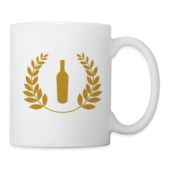 Alcohol Gold Bottle and Laurel Wreath - Mug - white - Right