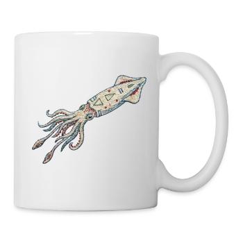 Embroidered squid – sea design (printed) - Mug - white - Right