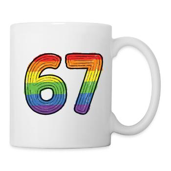 Rainbow 67 Bold Handdrawn Six Seven Digit - Mug - white - Right