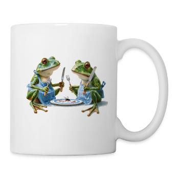 Zwei Froschköche beim Abendessen - Tasse - Weiß - Rechts