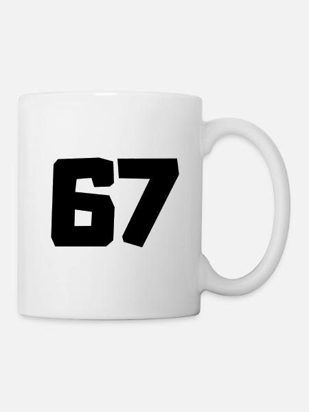 Retro 67 Numbers Typo Graphic - Mug - white