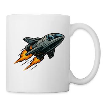 Jet de dessin animé avec propulsion par flammes - Mug blanc - blanc - Droite