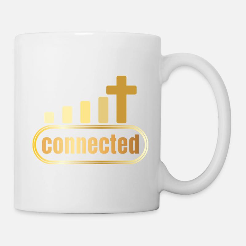 Connected - Kreuz - gold - christlich - Tasse - Weiß