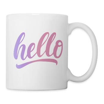 Hallo Grüße, fröhliches Farbverlauf - Tasse - Weiß - Rechts
