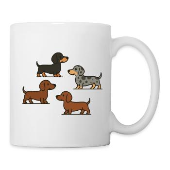 Dachshund Quartet: Spotted & Solid - Mug - white - Right