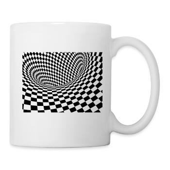 Optisch-schwarz karierter Tunnel - Tasse - Weiß - Rechts