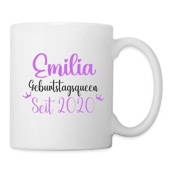 Emilia Geburtstagsqueen Seit 2020 Geburtstag - Tasse - Weiß - Rechts