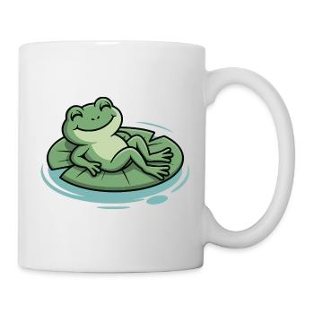 Chill frog on leaf pillow - Mug - white - Right