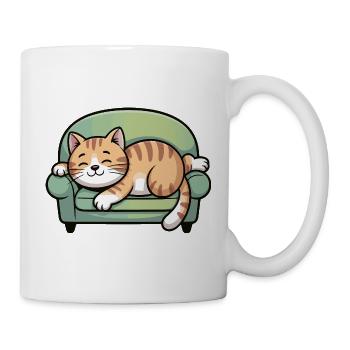 Schlafender Kater auf Sofa - Tasse - Weiß - Rechts