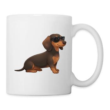 Teckel frais avec des lunettes de soleil, doux été fidèle - Mug blanc - blanc - Droite