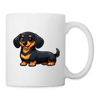 Süßer Dackel im Cartoon Stil - Tasse - Weiß - Rechts