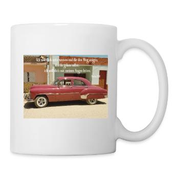 Vintage Pink Car und Psalm-Leitung - Tasse - Weiß - Rechts