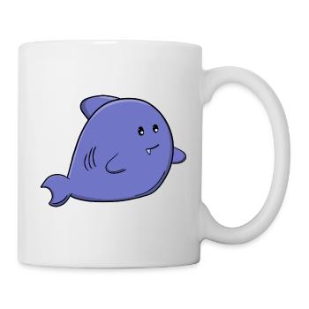 Cute Blue Shark Adorable Kawaii Ocean Animal - Mug - white - Right