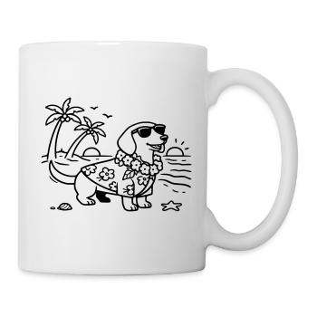 Hawaii vacation dachshund vacation mode with dog - Mug - white - Right