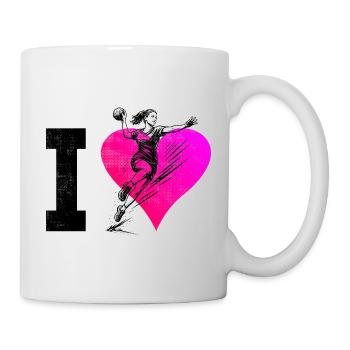 Ich liebe Handball cooles Motiv für Handball fuer - Tasse - Weiß - Rechts