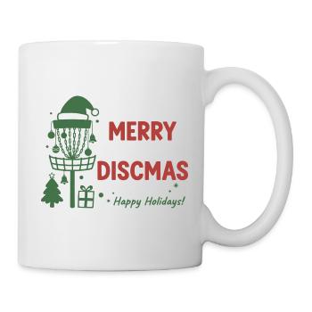 Merry Discmas Happy Holidays Disc Golf Basket - Mug - white - Right