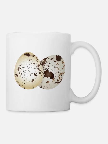 Gezeichnete Wachtel-Eier in natürlichen Farben - Tasse - Weiß