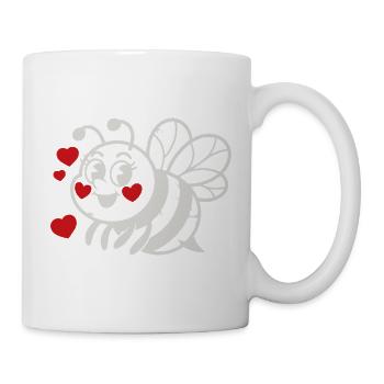 LoveBee Hearts: Niedliche Linienkunst-Biene - Tasse - Weiß - Rechts