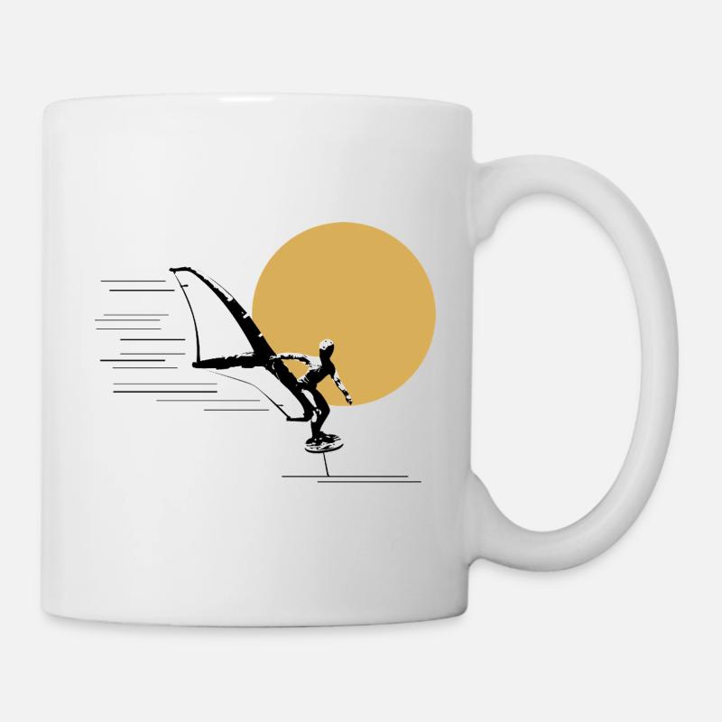 Wingfoiler devant le soleil - Mug blanc - blanc