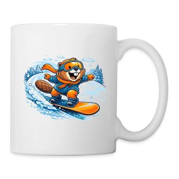Biber Snowboard Winter - Tasse - Weiß - Rechts