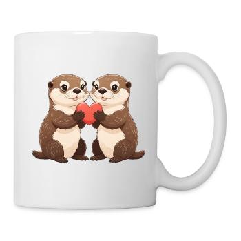 Otter duo with heart - Mug - white - Right