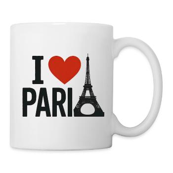 Ich liebe Paris Coeur und den Eiffelturm - Tasse - Weiß - Rechts