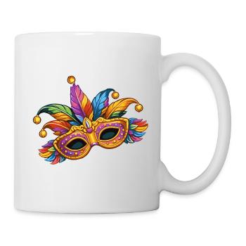 Bunte Karnevalsmaske – Elegantes Faschingsmotiv - Tasse - Weiß - Rechts