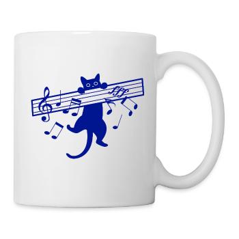 Niedliche Katze Musik Musiker Musikinstrument - Tasse - Weiß - Rechts