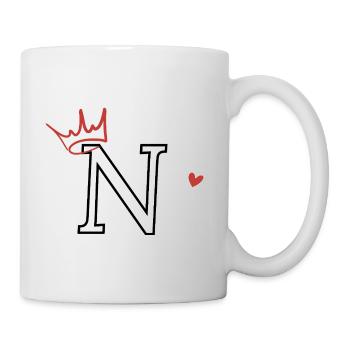 Buchstaben n Kronenherz - Tasse - Weiß - Rechts