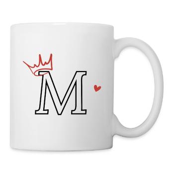 Buchstabe m Kronenherz - Tasse - Weiß - Rechts