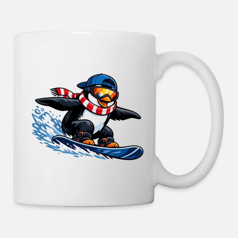 Penguin Boarder Winter Sports - Mug - white