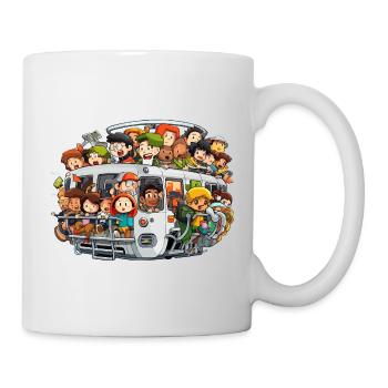 Bunt besetzte Bus Szene - Tasse - Weiß - Rechts