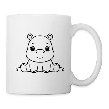 Süßes Baby Nilpferd Comic Outline - Tasse - Weiß - Rechts