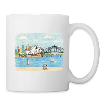 Sydney Opera House Harbour Bridge Skizzenkunst - Tasse - Weiß - Rechts