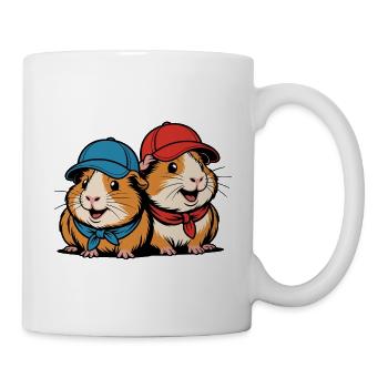 Süße Meerschweinchen Freunde – Lustiges Tiermotiv - Tasse - Weiß - Rechts