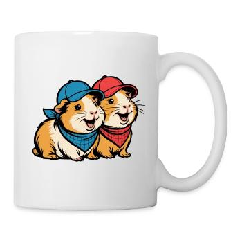 Süße Meerschweinchen Freunde – Lustiges Tiermotiv - Tasse - Weiß - Rechts