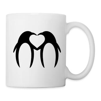 Pinguin Liebespaar Herz – Minimalistisches Design - Tasse - Weiß - Rechts