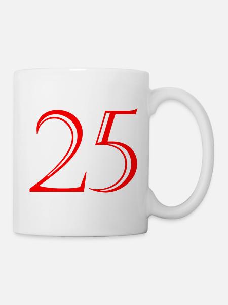 25. 25 ANS. 25e ANNIVERSAIRE. ANNIVERSAIRE 25 ANS. - Kop/krus - hvid
