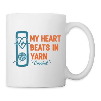 Crochet drôle, mon cœur bat dans la laine, amoureuse du crochet - Mug blanc - blanc - Droite