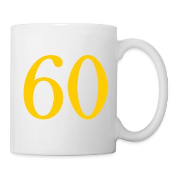 60. 60 JAHRE. 60-JÄHRIGES JUBILÄUM. 60. GEBURTSTAG. - Tasse - Weiß - Rechts