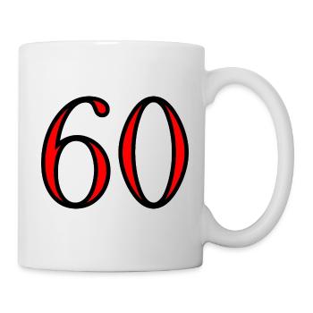 60. 60 JAHRE. 60-JÄHRIGES JUBILÄUM. 60. GEBURTSTAG. - Tasse - Weiß - Rechts