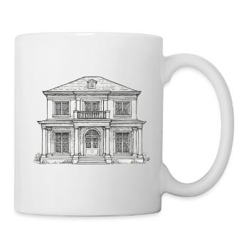 Façade de la villa dessinant un style vintage - Mug blanc - blanc - Droite