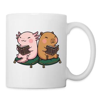 Niedliches Kawaii Buchliebhaber Axolotl Wasserschw - Tasse - Weiß - Rechts